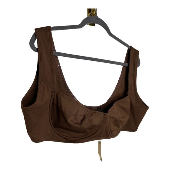 NWT Skims Plunge Longline Swimwear Bralette Jasper Brown Size 4X - Picture 2 of 7